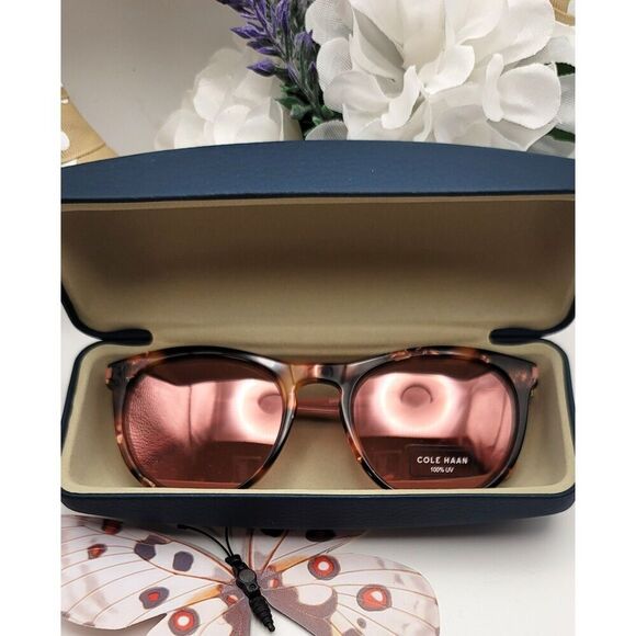 NIB - Cole Haan Mirrored Rose Tortoise Sunnies w Case - Picture 5 of 10
